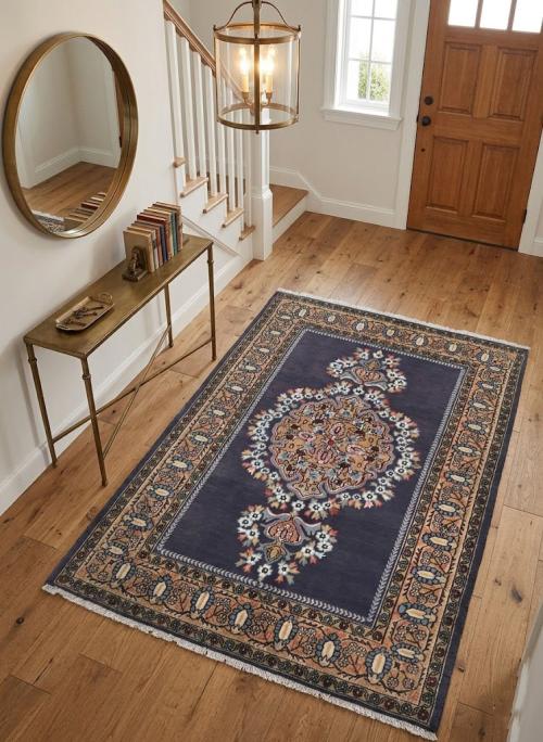 Vintage Plum Floral 3X5 Shahreza Persian Rug