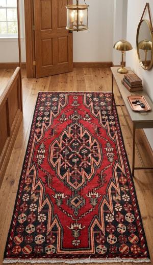 Vintage Charcoal Tribal 3X6 Hamedan Persian Rug