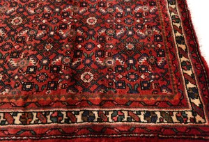 Vintage Red Tribal 2'9X12'5 Hossainabad Persian Runner Rug