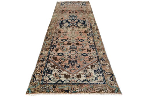 Semi Antique Muted Tribal 3X9'5 Distressed Vintage Oriental Runner Rug