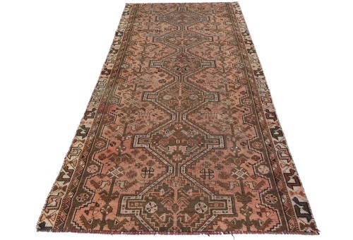 Semi Antique Muted Tribal 3'7X7'5 Vintage Oriental Rug