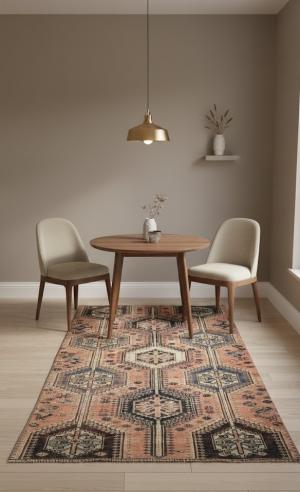 Semi Antique Muted Coral Red Tribal 4X7 Distressed Vintage Oriental Rug