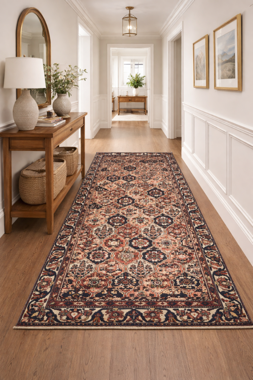 Semi Antique Pictorial Floral 5X10 Distressed Vintage Oriental Rug