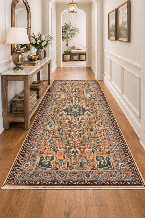 Semi Antique Brown Floral 5X10 Distressed Vintage Oriental Rug