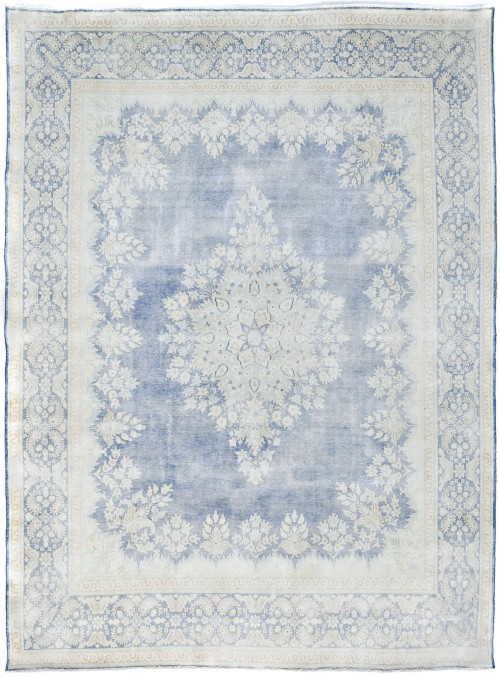 Antique Muted Floral 9X12 Distressed Vintage Oriental Rug