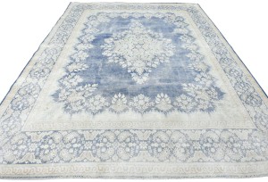 Antique Muted Floral 9X12 Distressed Vintage Oriental Rug