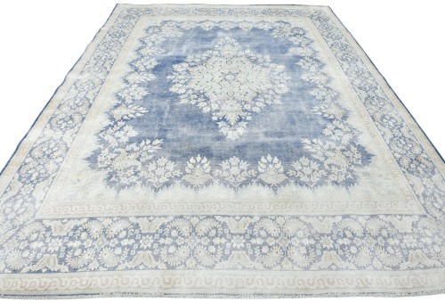 Antique Muted Floral 9X12 Distressed Vintage Oriental Rug