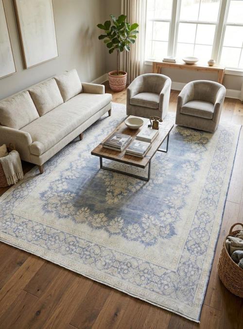 Antique Muted Floral 9X12 Distressed Vintage Oriental Rug