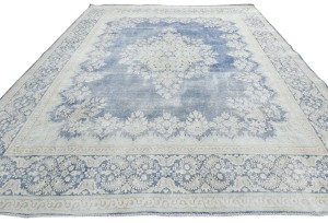 Antique Muted Floral 9X12 Distressed Vintage Oriental Rug