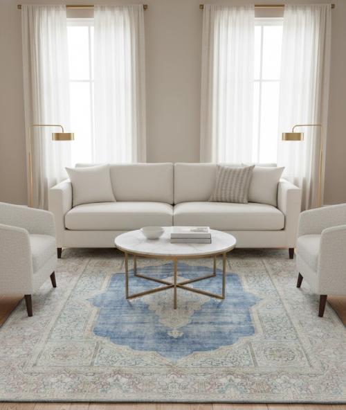 Antique Muted Floral 9X11'5 Distressed Vintage Oriental Rug