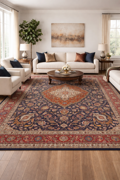 Antique Muted Purple-navy Floral 10X13 Distressed Vintage Oriental Rug