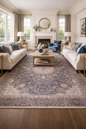 Antique Muted Plum Floral 9X12 Distressed Vintage Oriental Rug