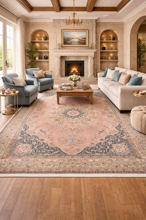 Antique Muted Floral 9'5X12'6 Distressed Vintage Oriental Rug