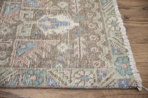 9'1 x 12'3 Hand Knotted Distressed Floral Oriental Wool Rug