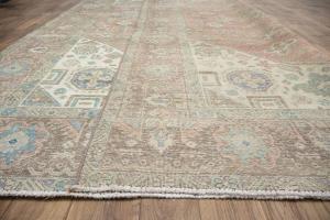 9'1 x 12'3 Hand Knotted Distressed Floral Oriental Wool Rug