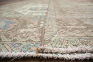 9'1 x 12'3 Hand Knotted Distressed Floral Oriental Wool Rug