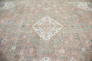 9'1 x 12'3 Hand Knotted Distressed Floral Oriental Wool Rug