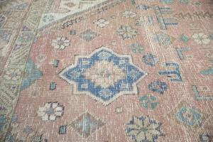 9'1 x 12'3 Hand Knotted Distressed Floral Oriental Wool Rug