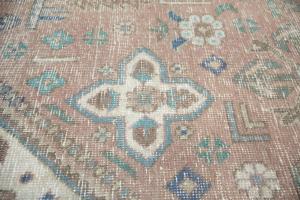 9'1 x 12'3 Hand Knotted Distressed Floral Oriental Wool Rug