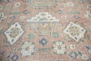 9'1 x 12'3 Hand Knotted Distressed Floral Oriental Wool Rug