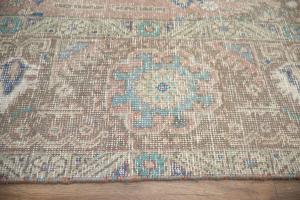 9'1 x 12'3 Hand Knotted Distressed Floral Oriental Wool Rug