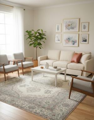 Semi Antique Muted Floral 9'5X12'7 Distressed Vintage Oriental Rug