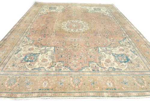 Antique Muted Floral 10X13 Distressed Vintage Oriental Rug