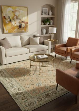 Semi Antique Muted Floral 8X12 Distressed Vintage Oriental Rug