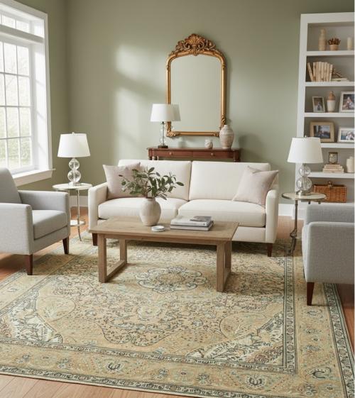 Semi Antique Muted Floral 10X12 Distressed Vintage Oriental Rug