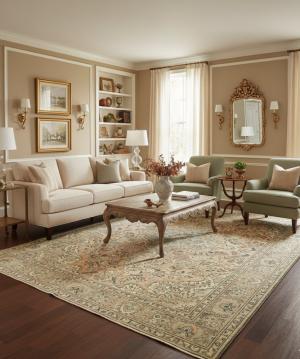 Semi Antique Muted Floral 7'5X11 Distressed Vintage Oriental Rug