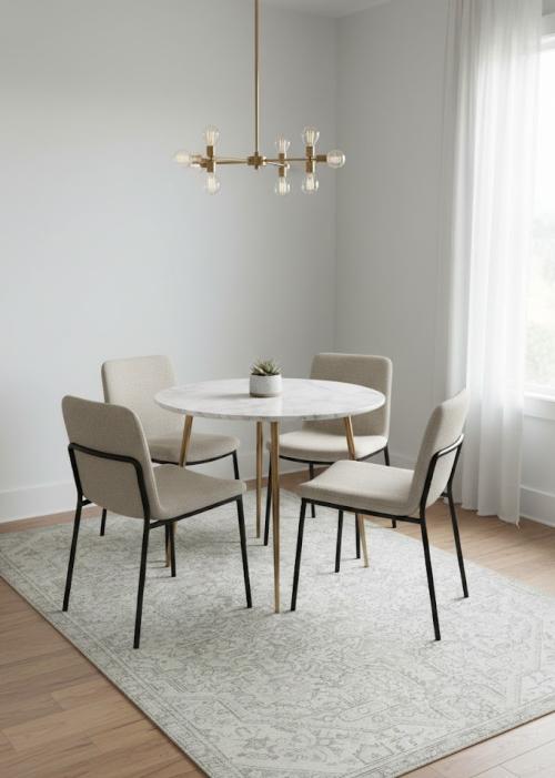 Antique Muted Beige Floral 4'7X7'8 Distressed Vintage Oriental Rug