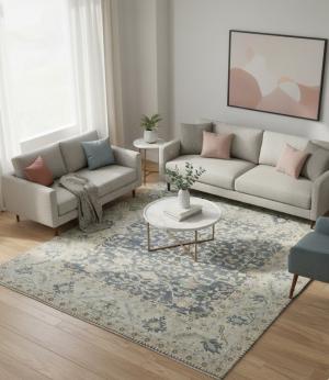 Gray Floral Oushak Peshawar 8'4X9'6 Pakistan Oriental Rug