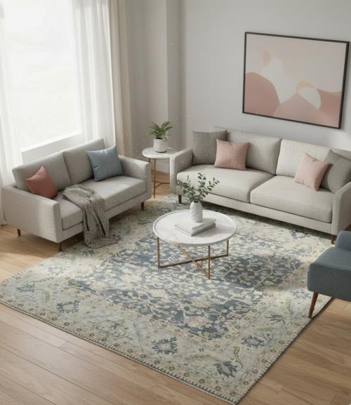 Gray Floral Oushak Peshawar 8'4X9'6 Pakistan Oriental Rug