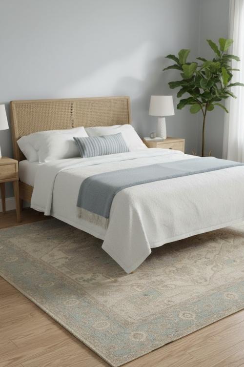 Cream Floral Oushak Peshawar 7X9 Pakistan Oriental Rug