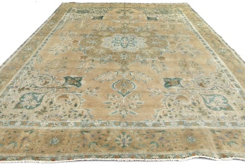Semi Antique Muted Floral 10X13 Distressed Vintage Oriental Rug