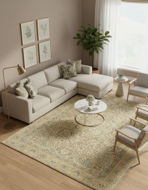 Muted Brown Semi Antique Floral 9'7X12'5 Distressed Vintage Oriental Rug