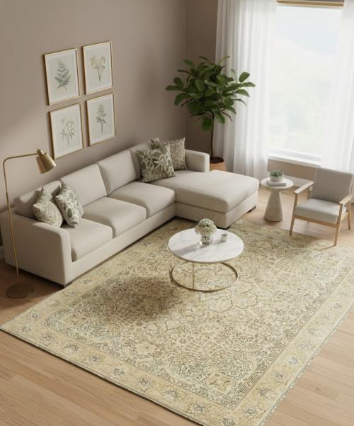 Semi Antique Muted Floral 9X12 Distressed Vintage Oriental Rug