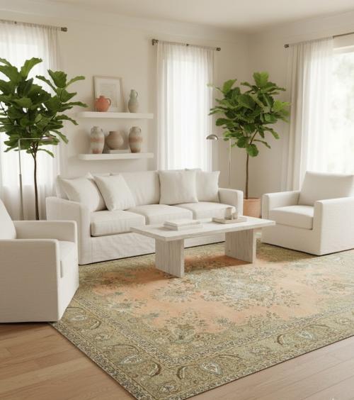 Semi Antique Muted Floral 10X12 Distressed Vintage Oriental Rug