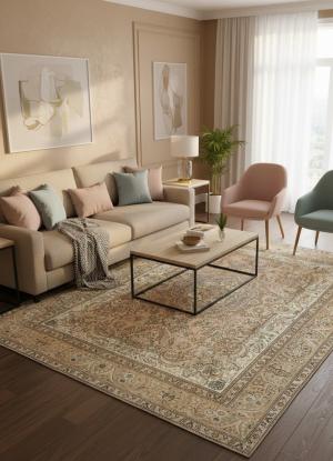 Semi Antique Muted Floral 10X13 Distressed Vintage Oriental Rug