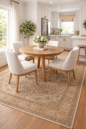 Semi Antique Muted Beige Floral 6'4X9'5 Distressed Vintage Oriental Rug