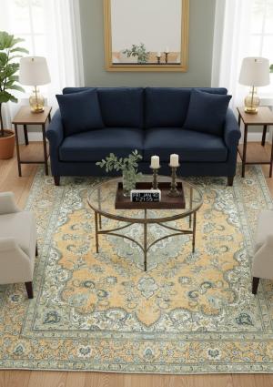 Semi Antique Muted Floral 10X12 Distressed Vintage Oriental Rug