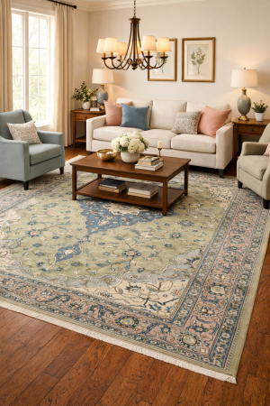 Semi Antique Muted Floral 8X13 Distressed Vintage Oriental Rug