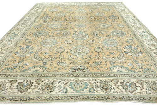 Semi Antique Muted Floral 10X12 Distressed Vintage Oriental Rug