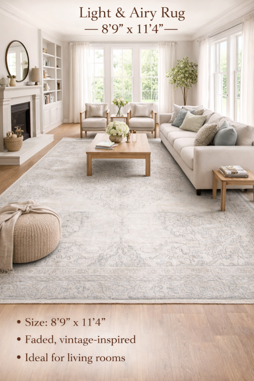 Antique Muted Floral 8'9X11'4 Distressed Vintage Oriental Rug