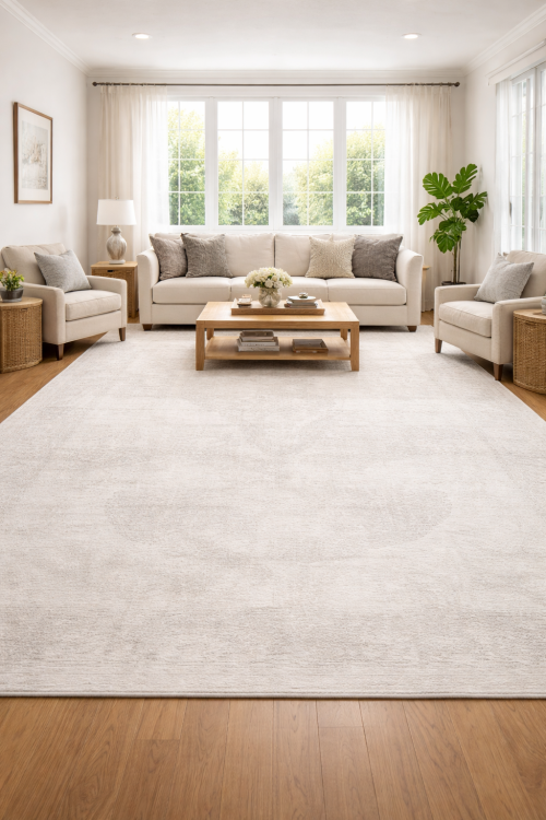 Antique Muted Beige Floral 9'8X12'5 Distressed Vintage Oriental Rug