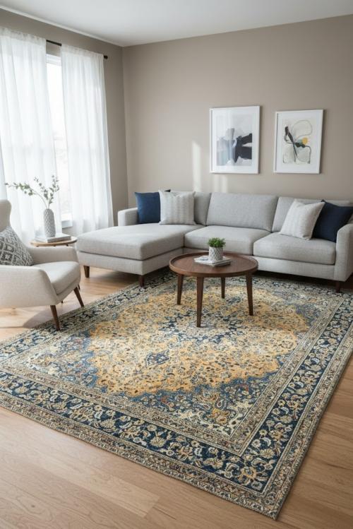 Antique Muted Floral 9'3X12'8 Distressed Vintage Oriental Rug