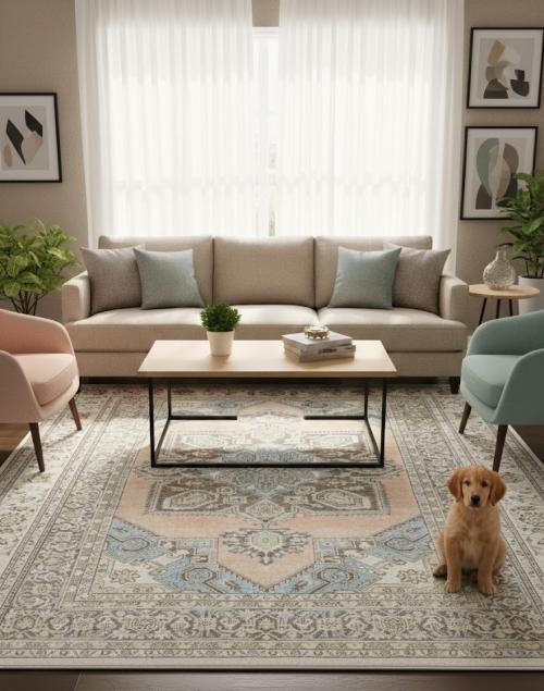 Antique Muted Floral 8'6X12'4 Distressed Vintage Oriental Rug