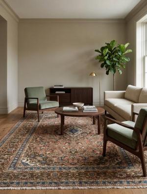 Muted Rusty Red Semi Antique Floral 6X9 Distressed Vintage Oriental Rug