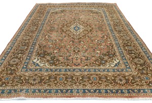 Muted Rusty Red Semi Antique Floral 6X9 Distressed Vintage Oriental Rug