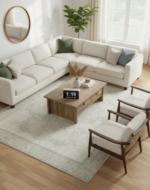 Antique Muted Beige Floral 9X12 Distressed Vintage Oriental Rug